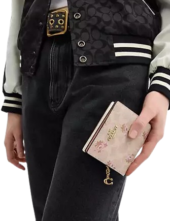 Coach Snap Wallet In Signature Canvas With Floral Print