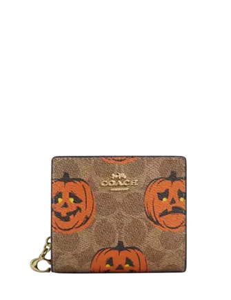 Coach Snap Wallet In Signature Canvas With Halloween Print