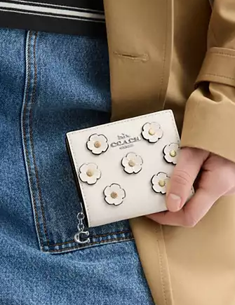 Coach Snap Wallet With Floral Applique