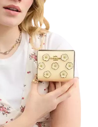 Coach Snap Wallet With Floral Applique