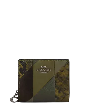Coach Snap Wallet With Patchwork And Snake Print