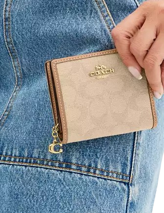 Coach Snap Wallet With Signature Canvas