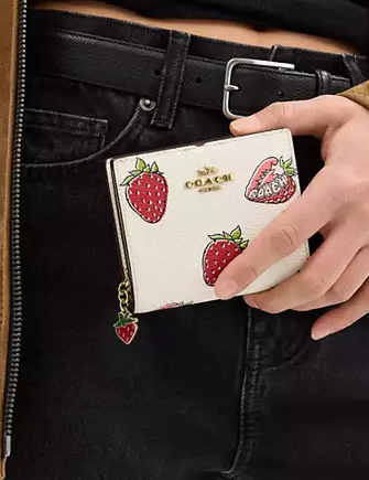 Coach Snap Wallet With Strawberry Print