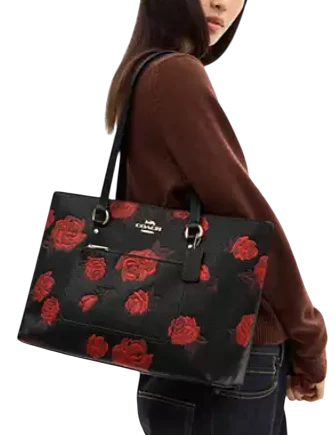 Coach Station Tote Bag With Floral Print