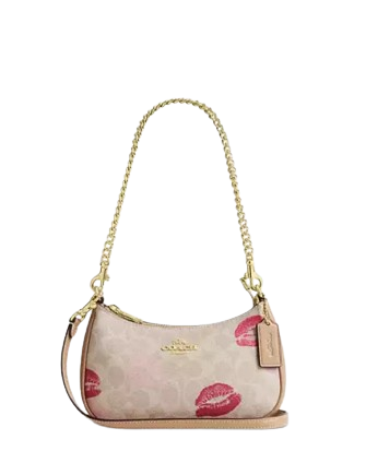 Coach Teri Mini Crossbody Bag In Signature Canvas With Lips Print
