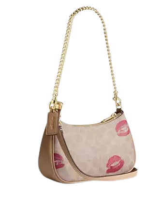 Coach Teri Mini Crossbody Bag In Signature Canvas With Lips Print