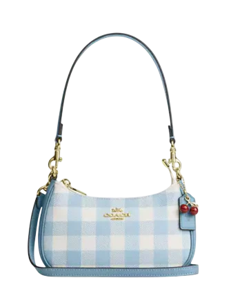 Coach Teri Mini Crossbody Bag With Gingham Print And Charm