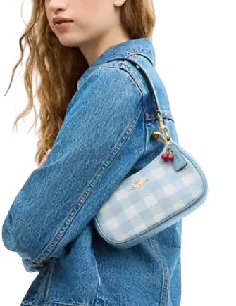 Coach Teri Mini Crossbody Bag With Gingham Print And Charm
