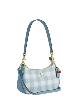 Coach Teri Mini Crossbody Bag With Gingham Print And Charm
