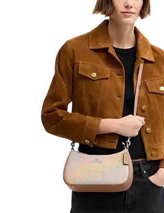 Coach Teri Shoulder Bag In Rainbow Signature Canvas