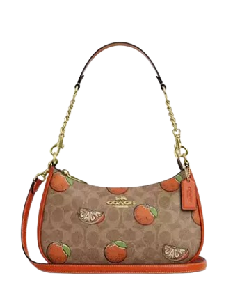 Coach Teri Shoulder Bag In Signature Canvas With Orange Print