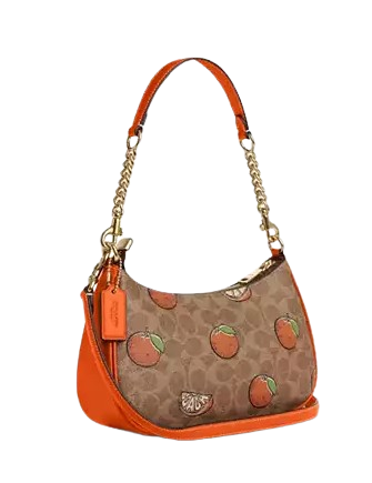 Coach Teri Shoulder Bag In Signature Canvas With Orange Print