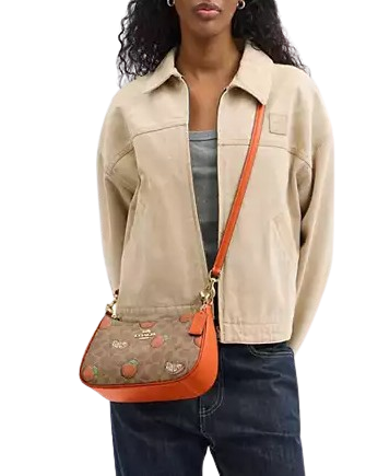 Coach Teri Shoulder Bag In Signature Canvas With Orange Print
