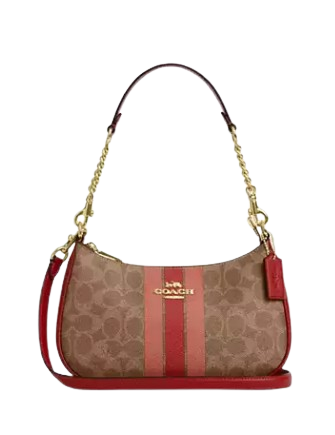 Coach Teri Shoulder Bag In Signature Canvas With Stripe