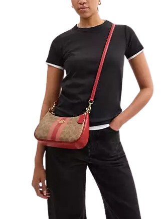 Coach Teri Shoulder Bag In Signature Canvas With Stripe