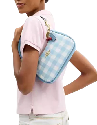 Coach Teri Shoulder Bag With Gingham Print And Charm