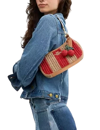 Coach Teri Shoulder Bag With Stripes And Charm