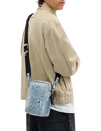 Coach Tristan Crossbody Bag 14 In Loved Signature Denim With Charms