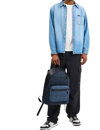 Coach West Backpack In Blocked Signature Canvas