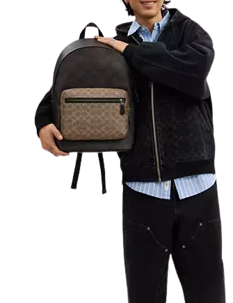 Coach West Backpack In Blocked Signature Canvas