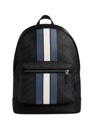 Coach West Backpack In Signature Canvas With Varsity Stripe