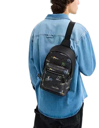 Coach West Pack In Signature Canvas With Surf Print