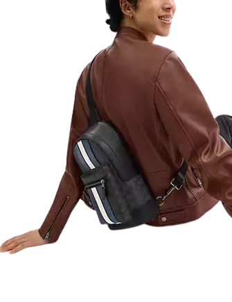 Coach West Pack In Signature Canvas With Varsity Stripe