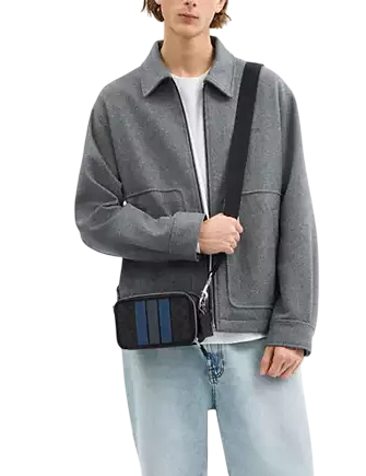 Coach Wyatt Crossbody Bag In Signature Canvas With Varsity Stripe