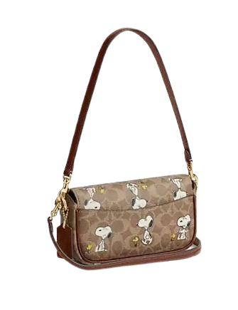 Coach X Peanuts Hailey Flap Bag In Signature Canvas With Snoopy Print