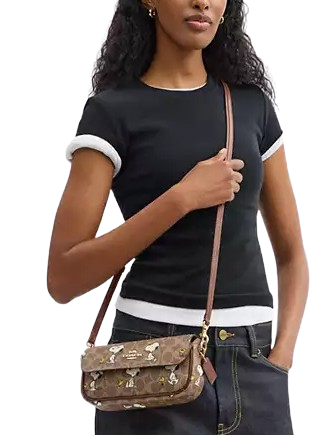 Coach X Peanuts Hailey Flap Bag In Signature Canvas With Snoopy Print