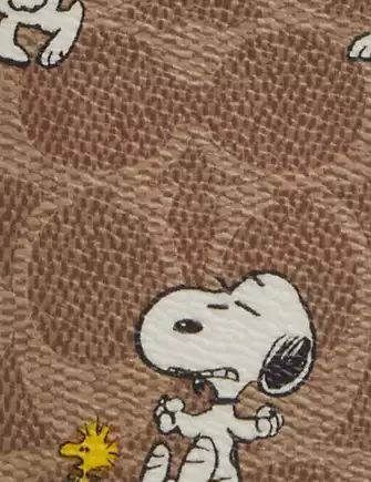 Coach X Peanuts Id Card Wallet In Signature Canvas With Snoopy Print