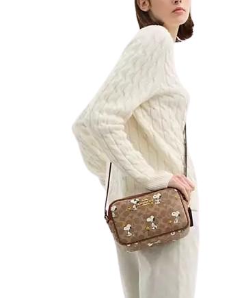 Coach X Peanuts Jamie Camera Bag In Signature Canvas With Snoopy Print