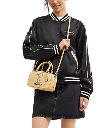 Coach X Peanuts Satchel Crossbody Bag In Signature Canvas With Charlie Brown
