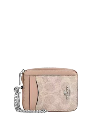 Coach Zip Card Case In Signature Canvas