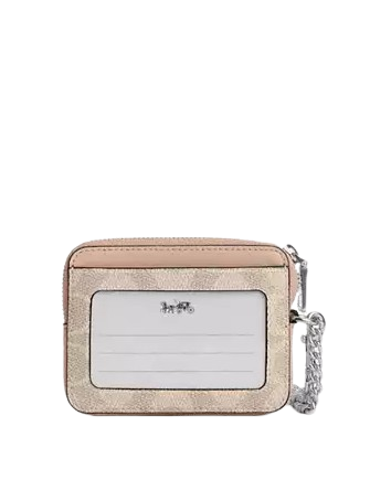 Coach Zip Card Case In Signature Canvas