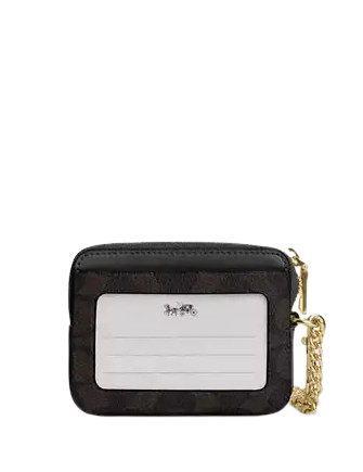 Coach Zip Card Case In Signature Canvas