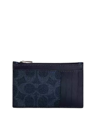 Coach Zip Card Case In Signature Canvas With Coach Graphic