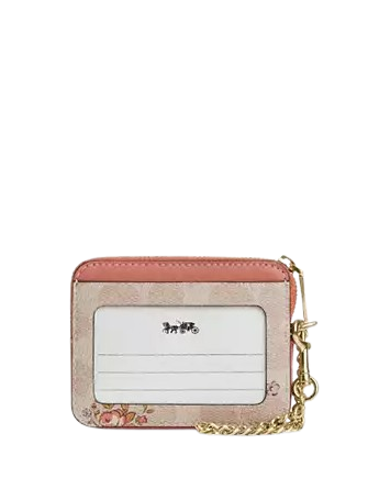 Coach Zip Card Case In Signature Canvas With Floral Print
