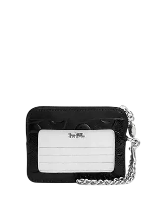 Coach Zip Card Case In Signature Leather With Heart Charm