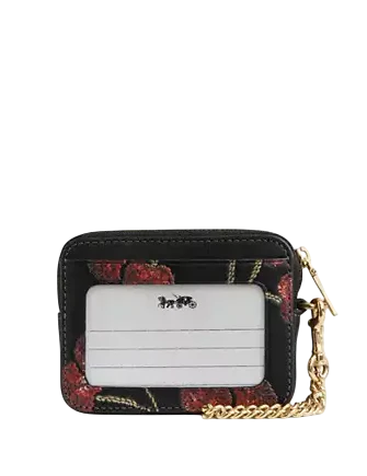 Coach Zip Card Case With Cherry Print