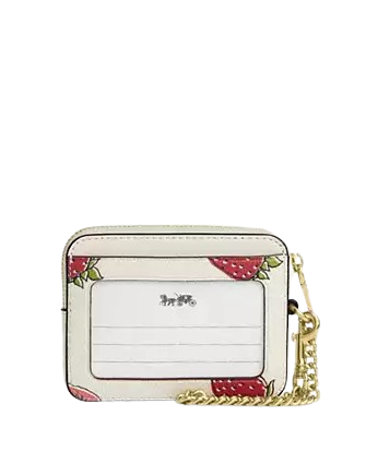Coach Zip Card Case With Strawberry Print