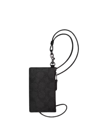 Coach Zip Lanyard Card Case In Signature Canvas