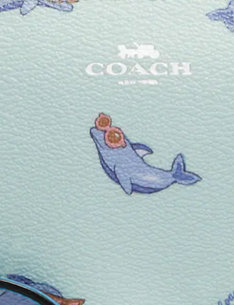 Coach Corner Zip Wristlet With Dolphin Print