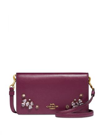 Coach Crystal Applique Slim Phone Crossbody in Refined Leather