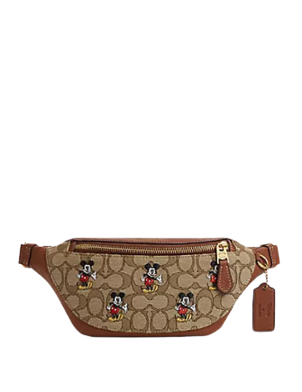 Coach Disney X Coach Warren Mini Belt Bag In Signature Jacquard With Mickey Mouse Print