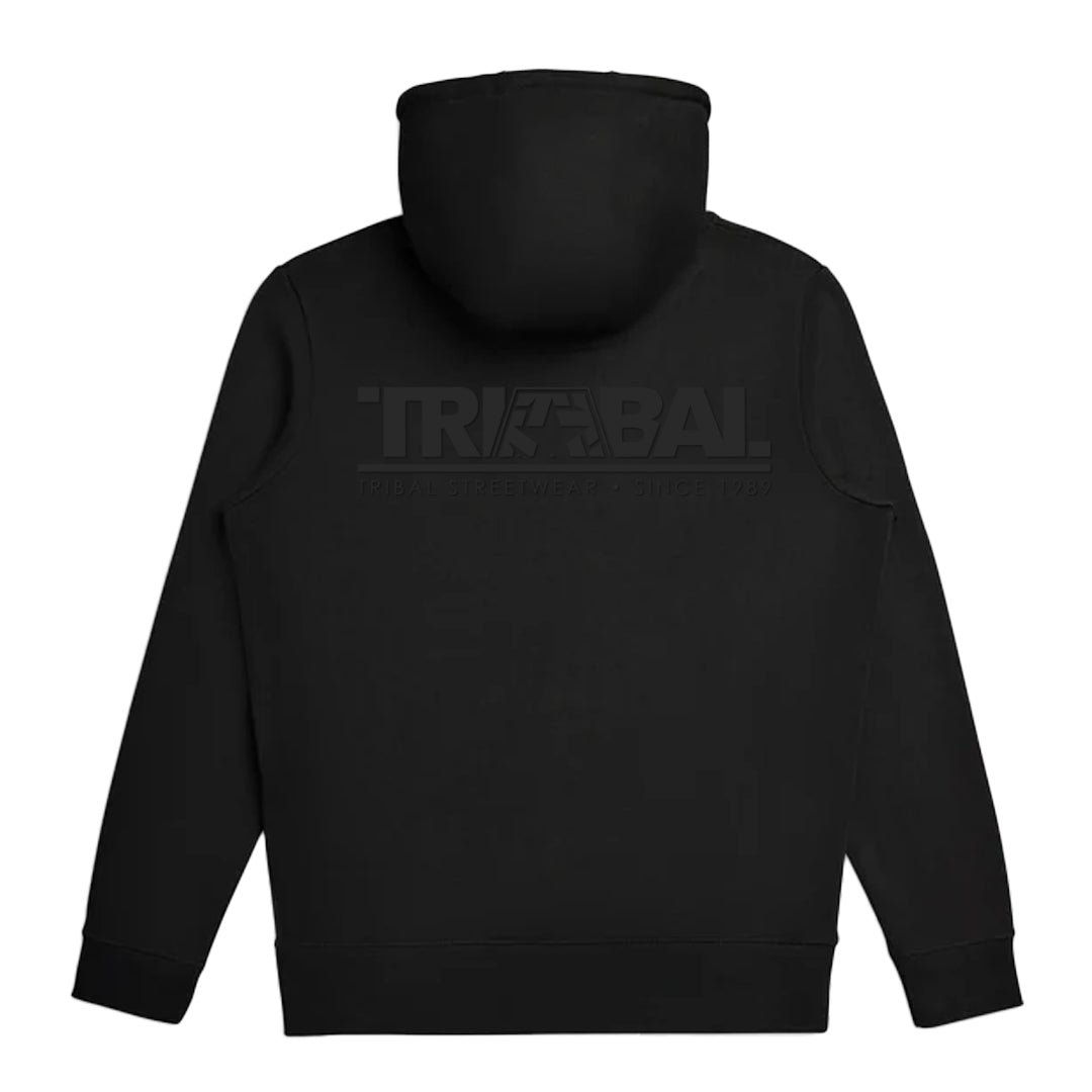 BLACK RUBBER FONT- Zip-Up  hoodie