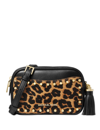 Michael Michael Kors Jet Set Leather Leopard Camera Belt Bag