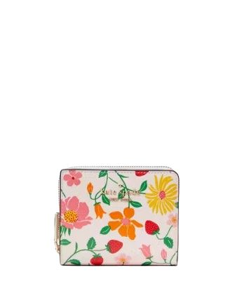 Kate Spade New York Boxed Madison Strawberry Garden Small Zip Around Bifold Wallet