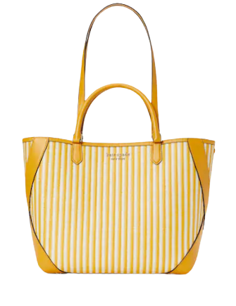 Kate Spade New York Buddie Striped Straw Small Tote