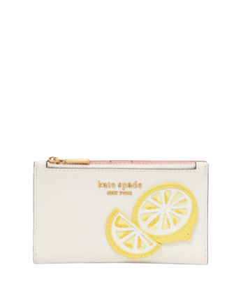 Kate Spade New York Lemon Drop Applique Small Slim Bifold Wallet